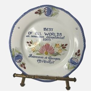 Vintage Faience de Quimper Henriot Best of All Worlds 2003 Ceramic Plate